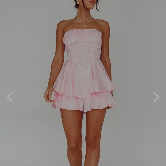Pink Strapless Ruffled Romper - Picture 6 of 6